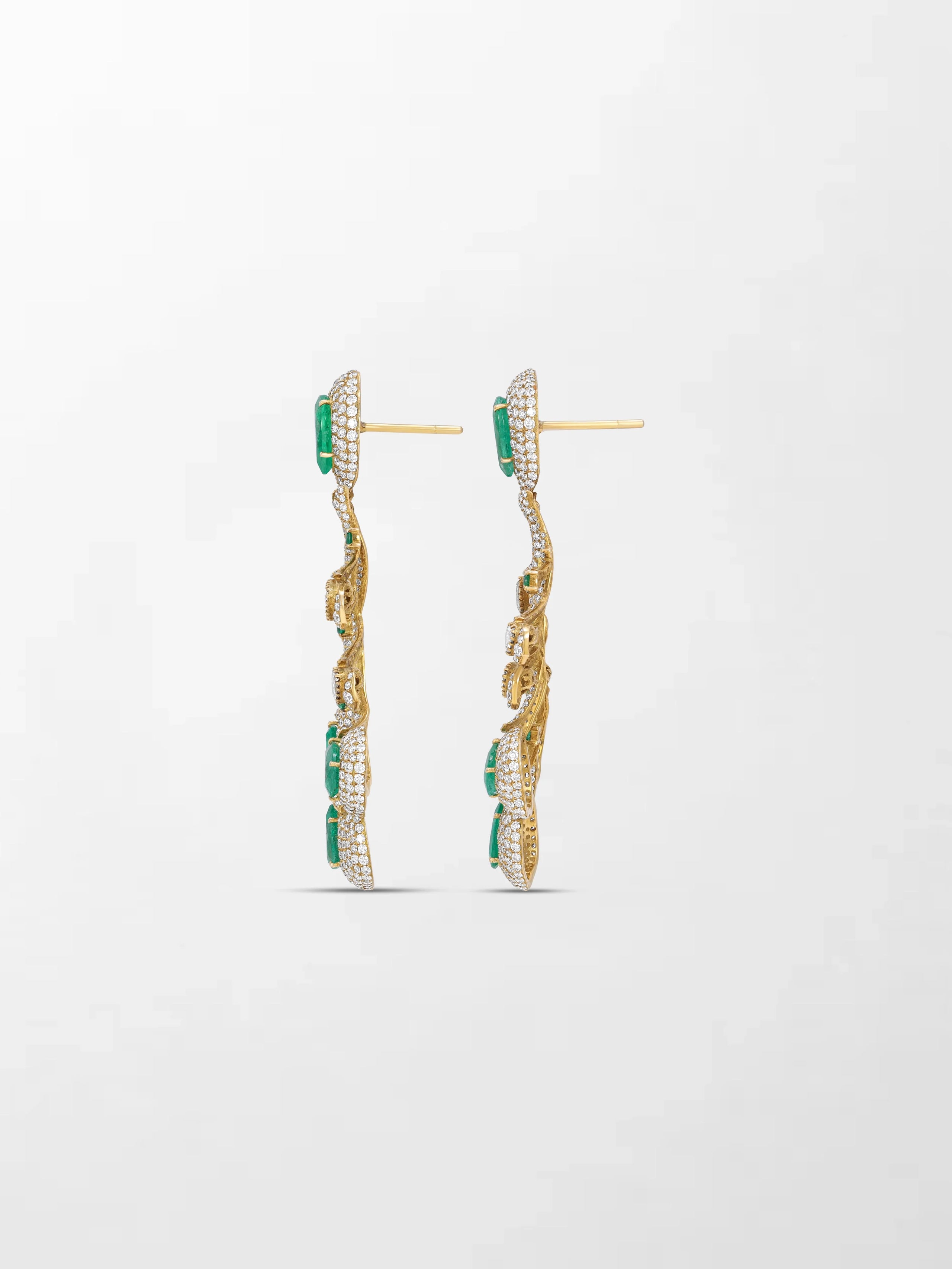 Emerald and Diamond Bloom Chandelier Earrings
