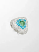Emerald Heart Pavé Diamond Ring