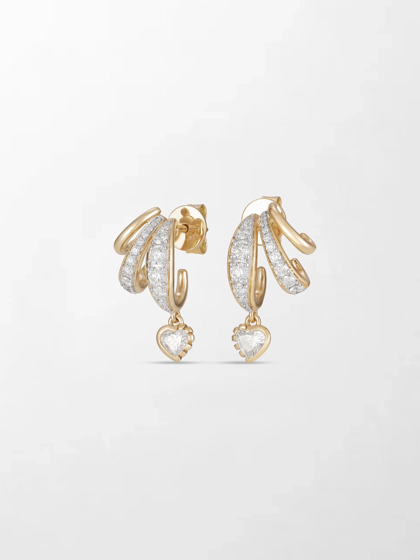 Bezel Heart Drop Earrings