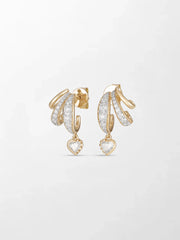 Bezel Heart Drop Earrings