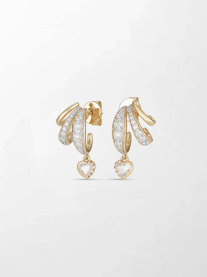 Bezel Heart Drop Earrings