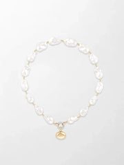 Baroque Pearl Necklace with Split Bezel Pavé Pendant