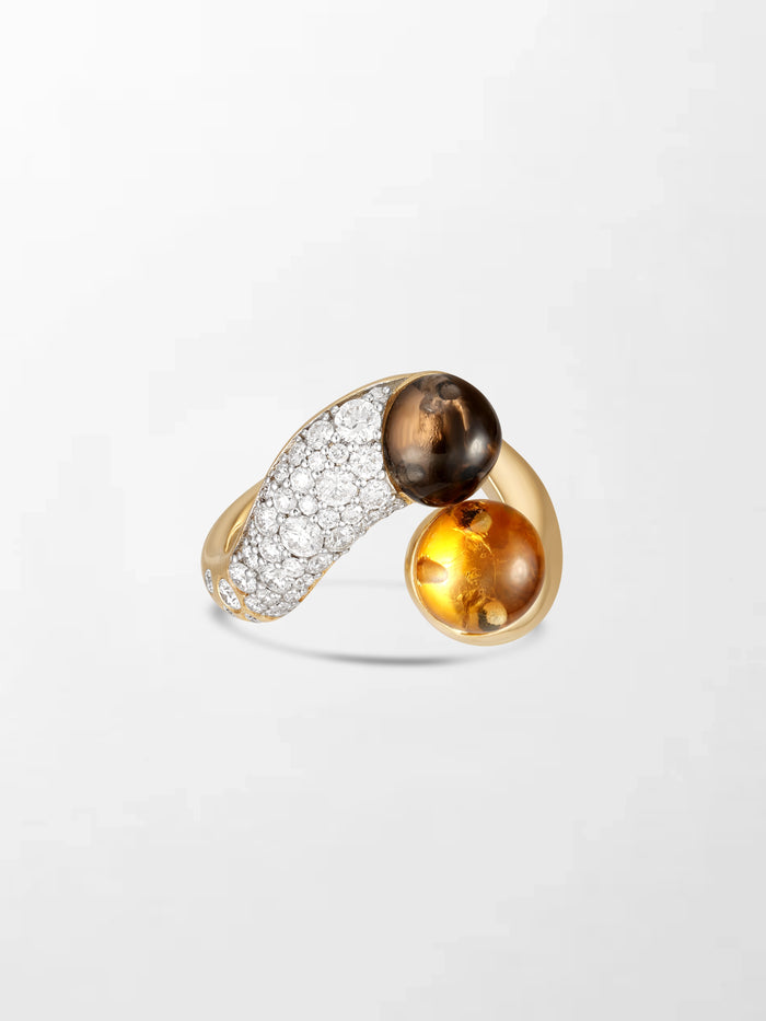 Duality Citrine & Smoky Topaz Ring