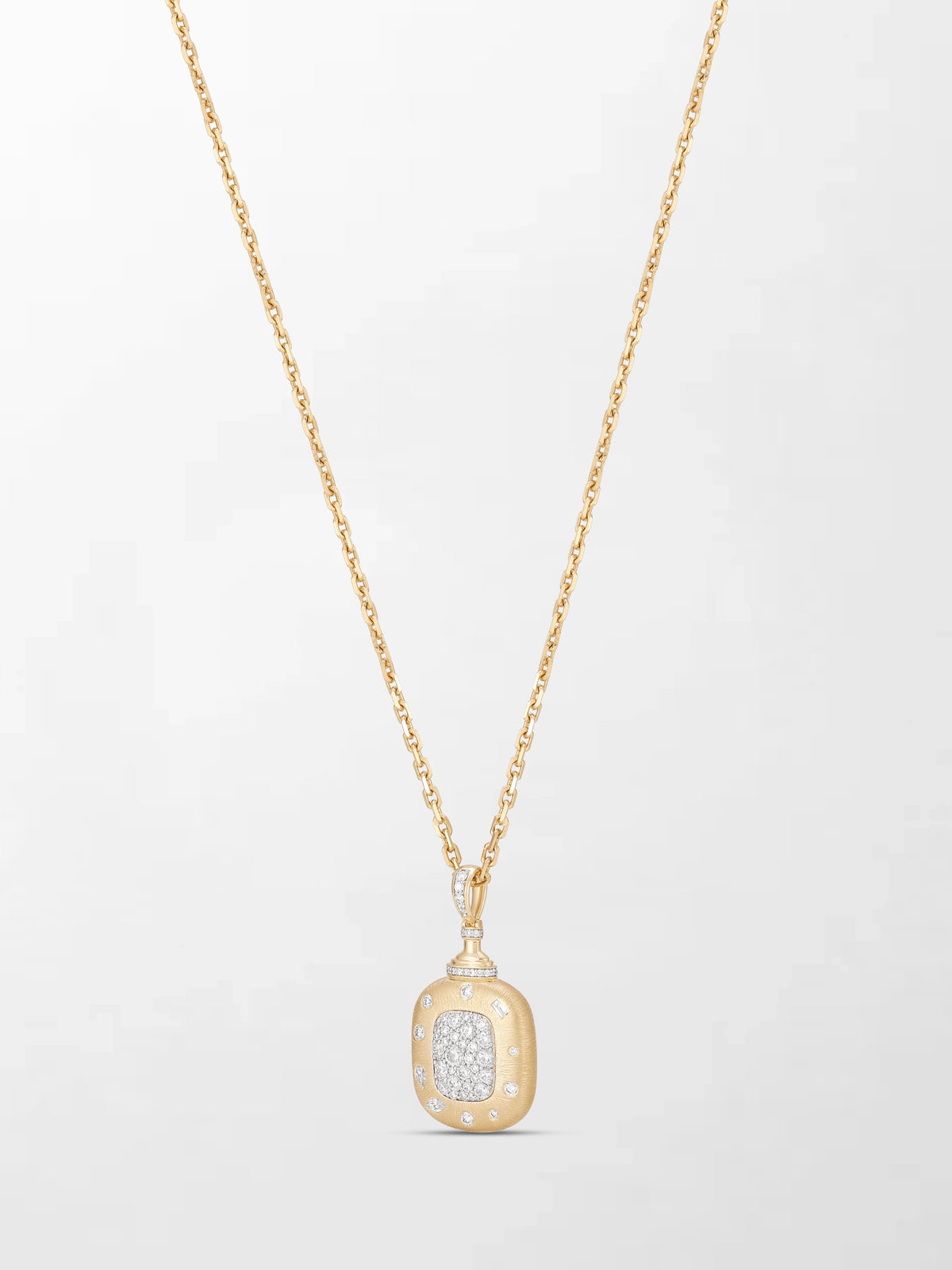 Mixed Shaped Diamond Pendant on Cube Chain