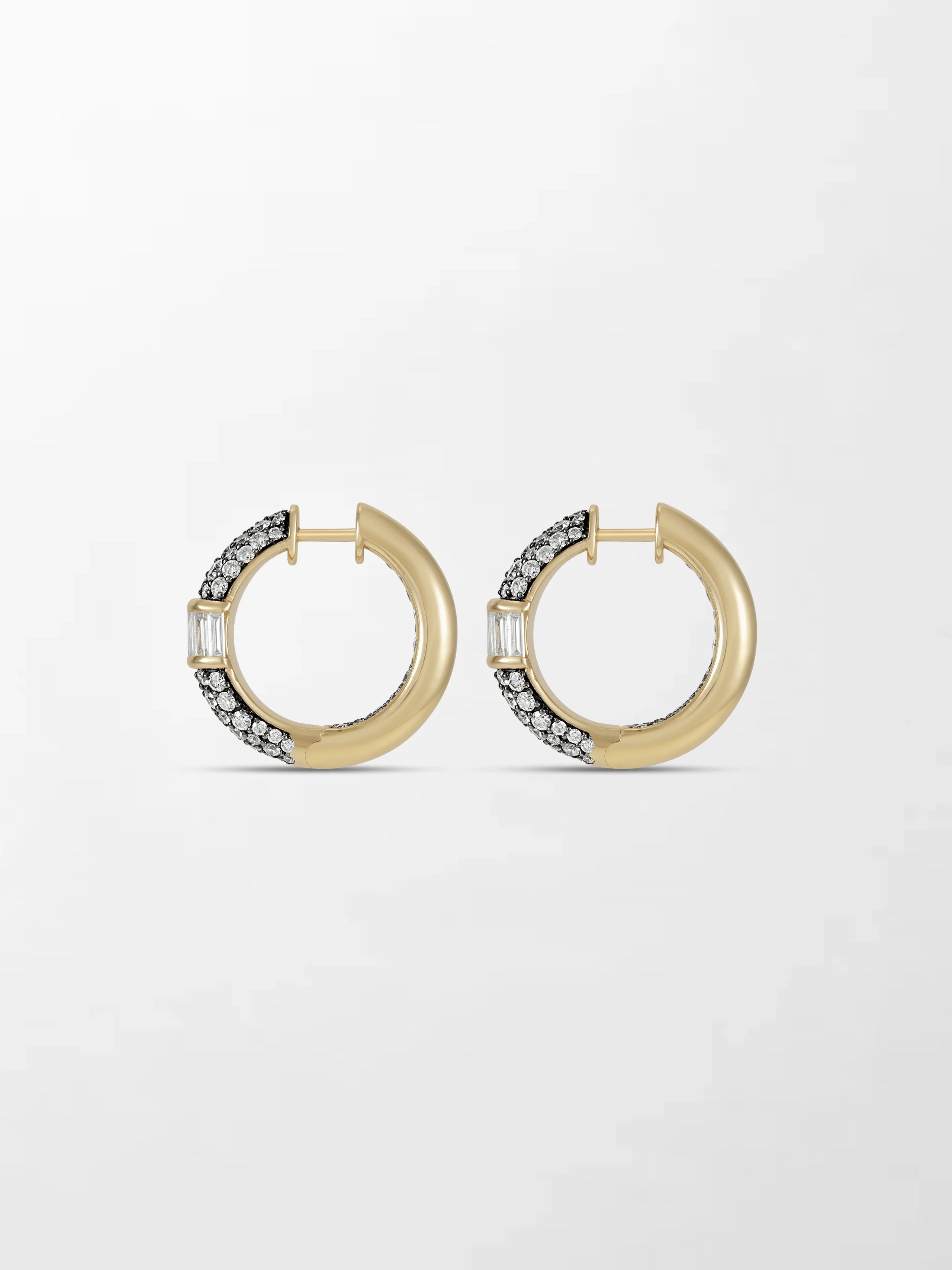 Rhodium Pavé Baguette hoops