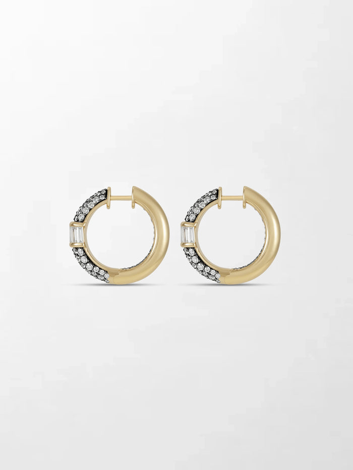 Rhodium Pavé Baguette hoops