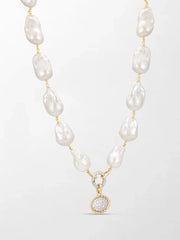 Baroque Pearl Necklace with Split Bezel Pavé Pendant