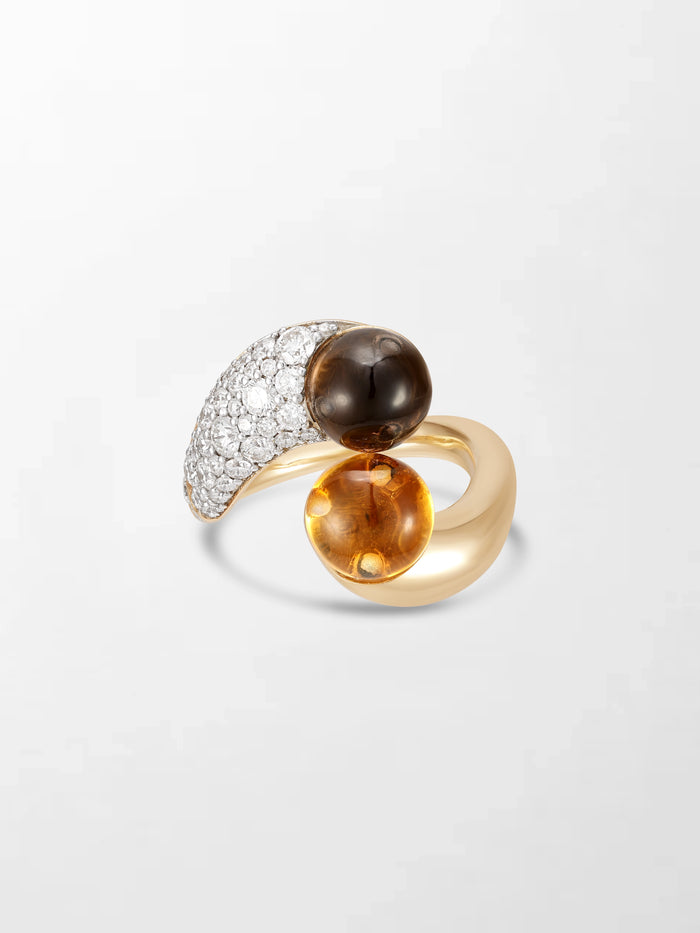 Duality Citrine & Smoky Topaz Ring