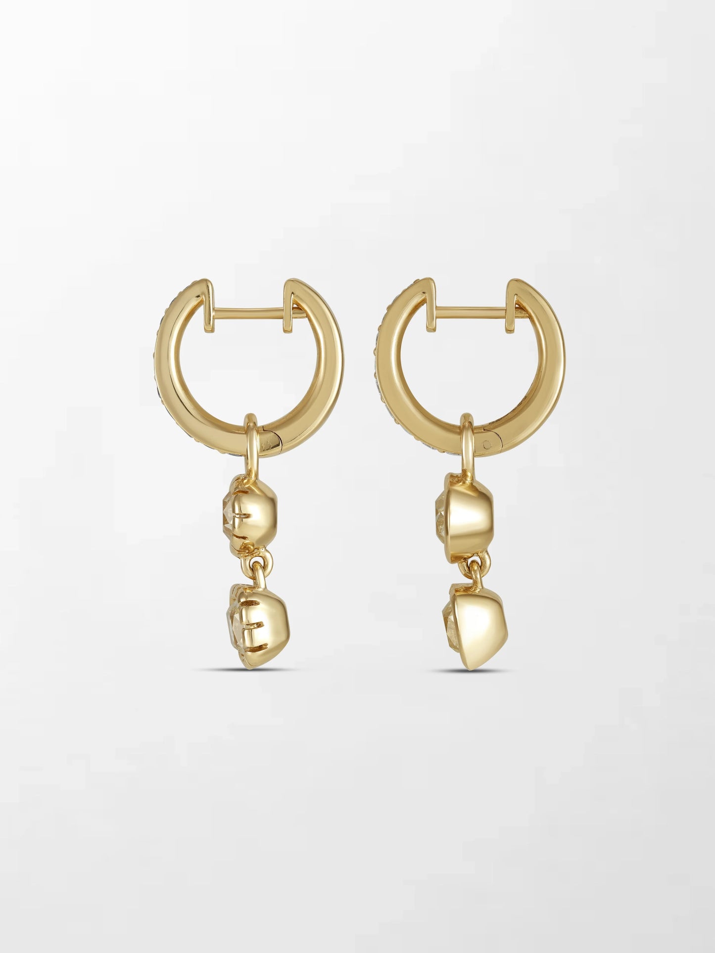 Split Bezel Huggie Drop Earring