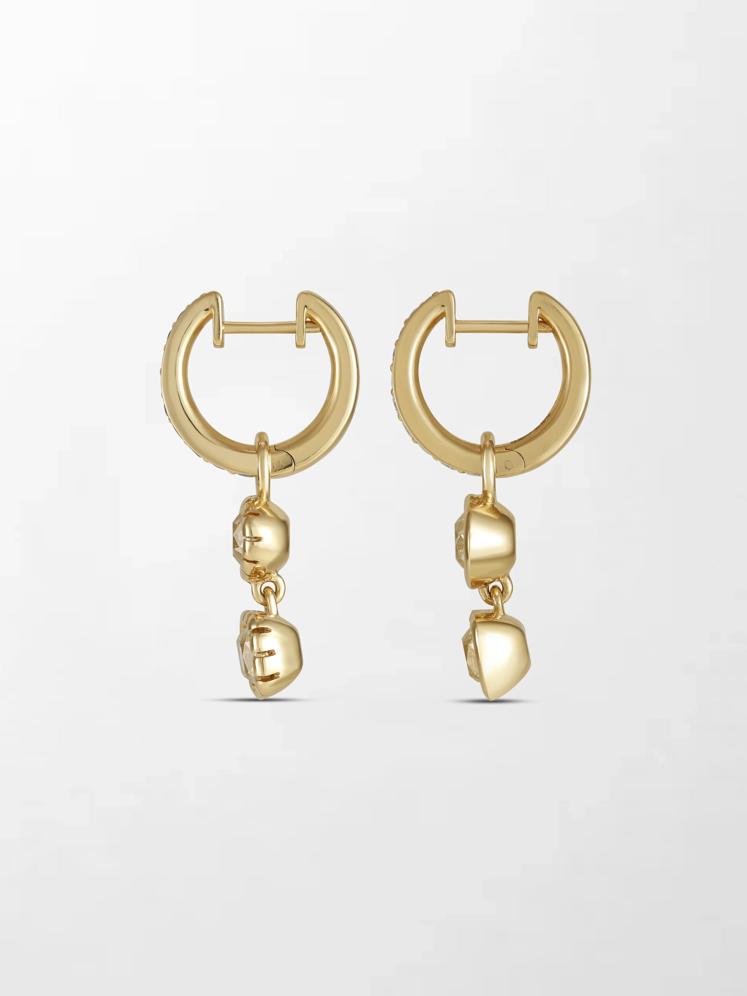 Split Bezel Huggie Drop Earring
