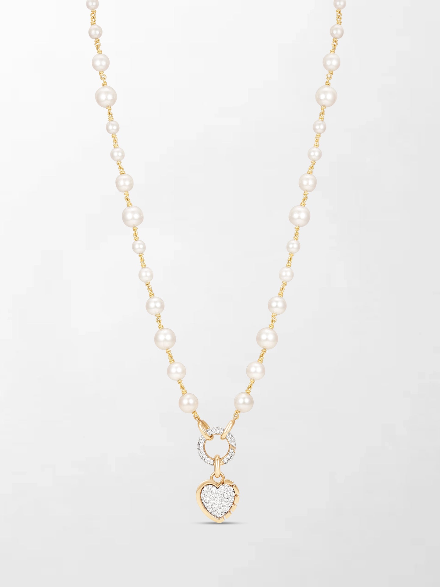 Akoya Pearl Necklace with Split Bezel Heartlight Pendant