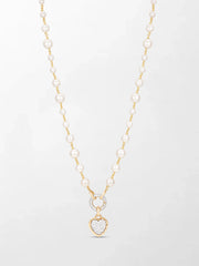 Akoya Pearl Necklace with Split Bezel Heartlight Pendant