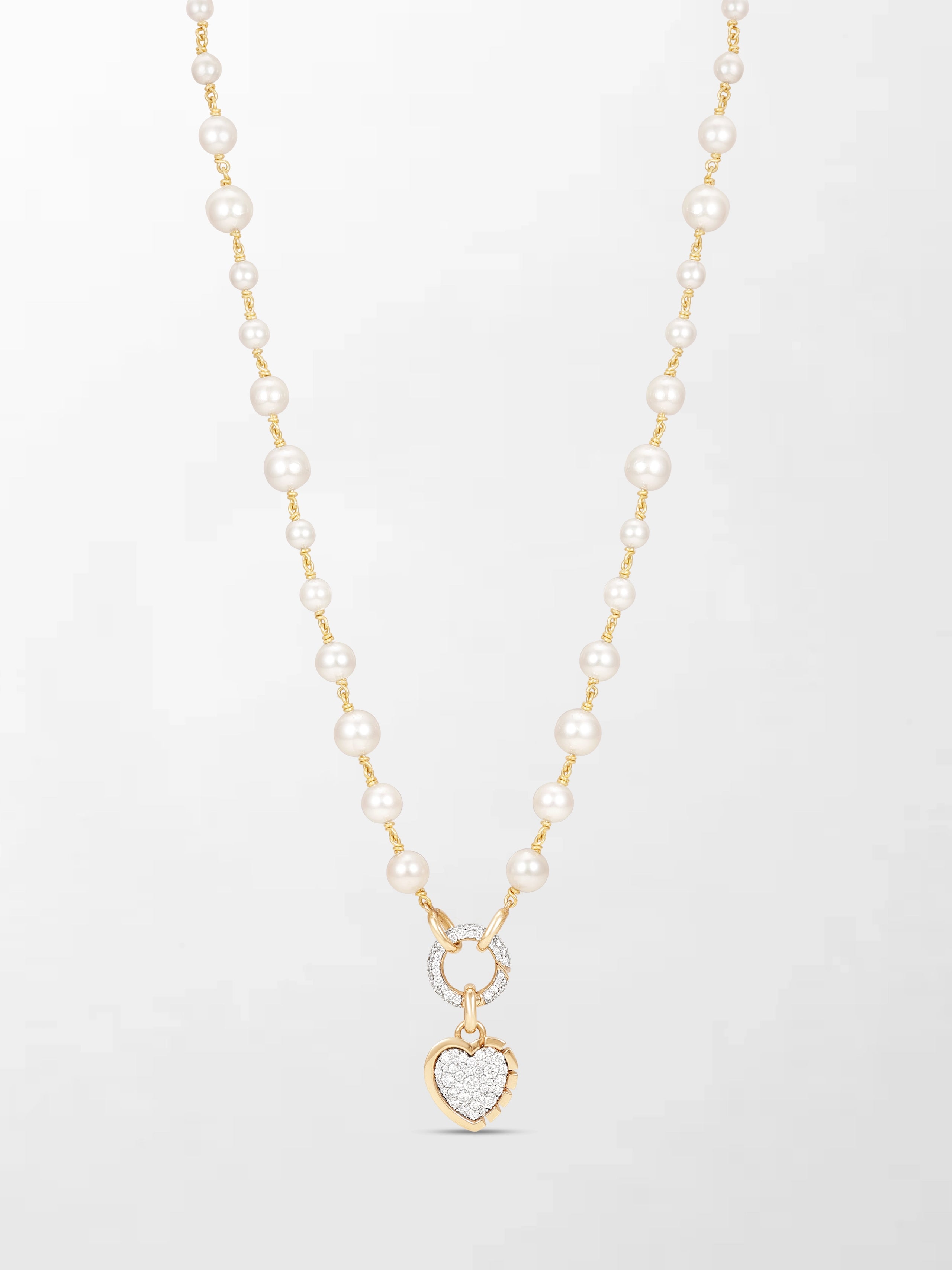 Akoya Pearl Necklace with Split Bezel Heartlight Pendant