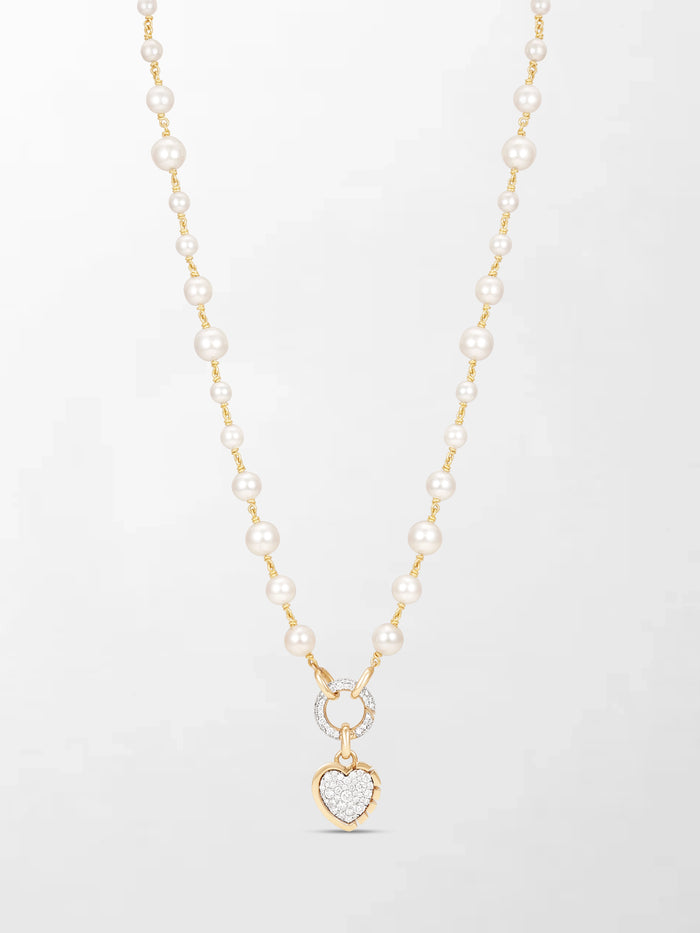 Akoya Pearl Necklace with Split Bezel Heartlight Pendant