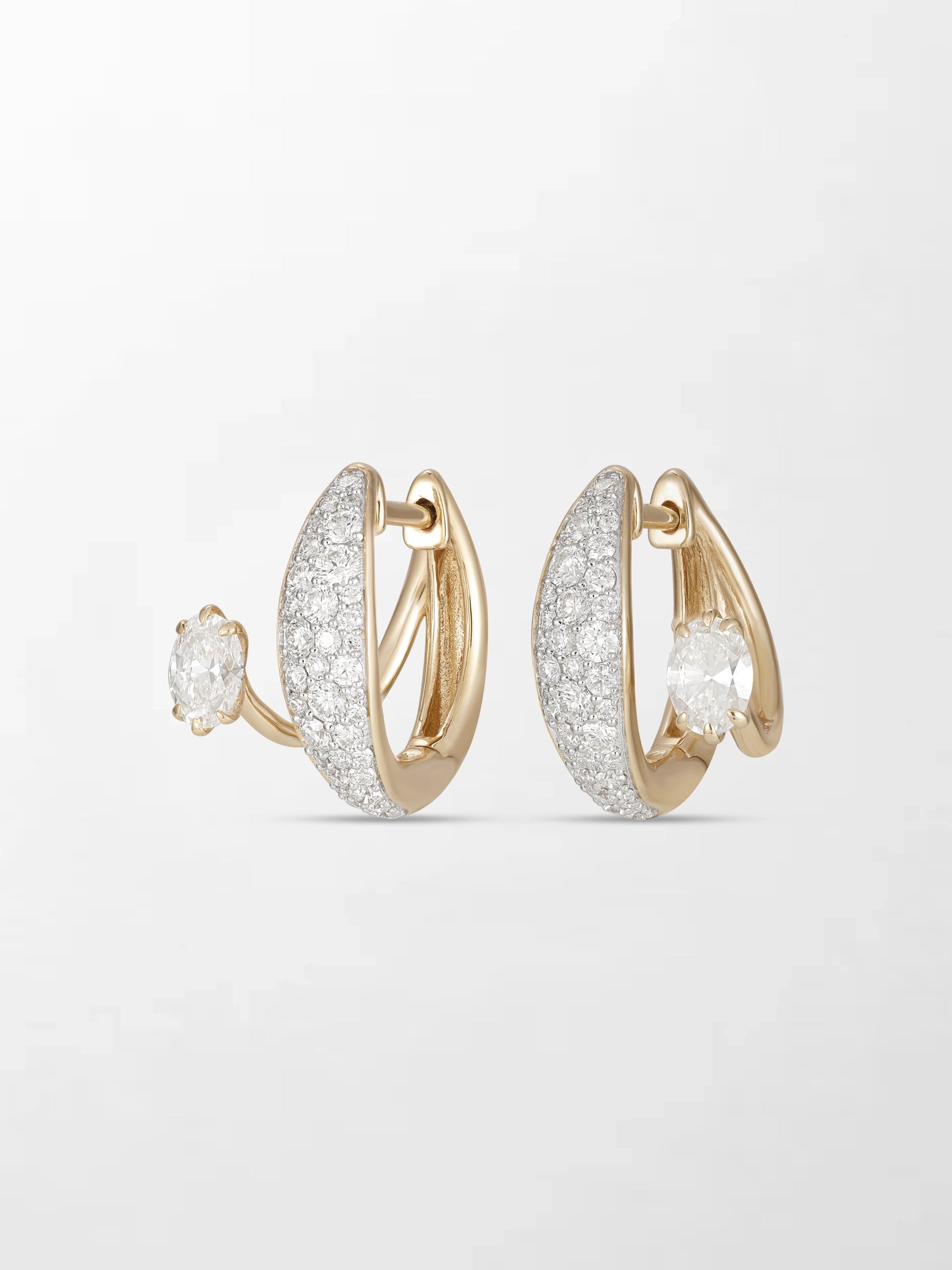 Pavé Oval Diamond Hoops