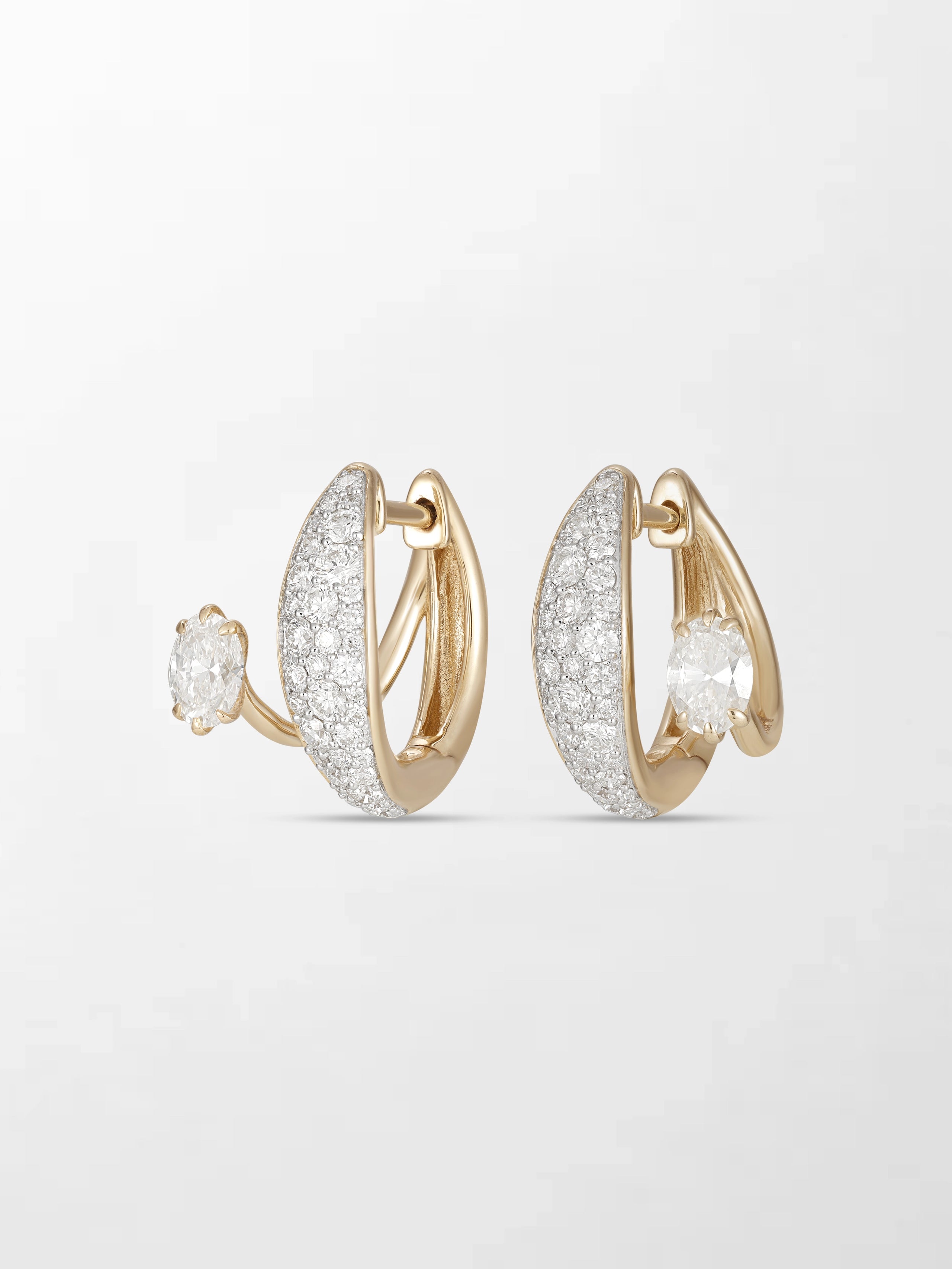 Pavé Oval Diamond Hoops