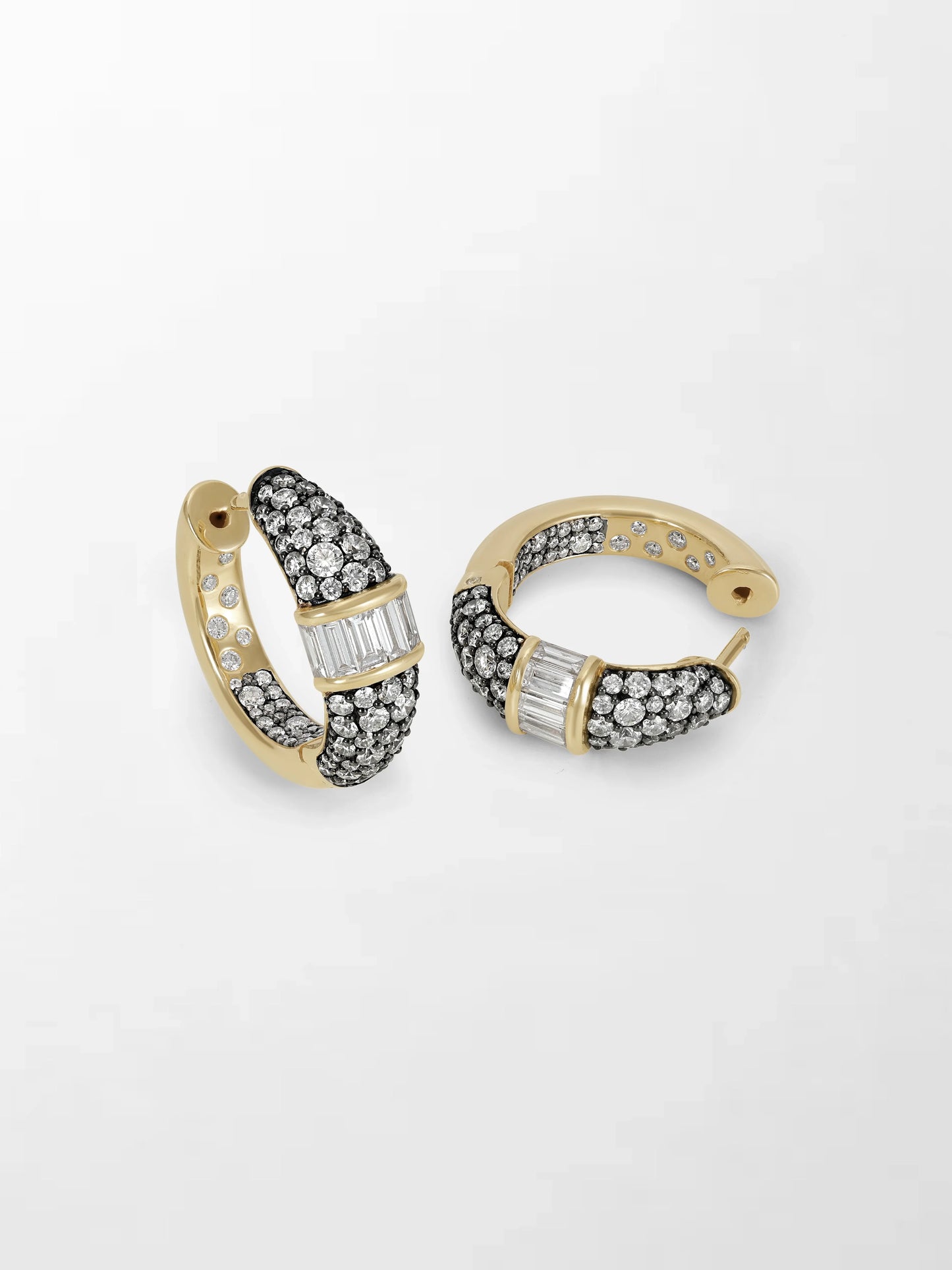 Rhodium Pavé Baguette hoops