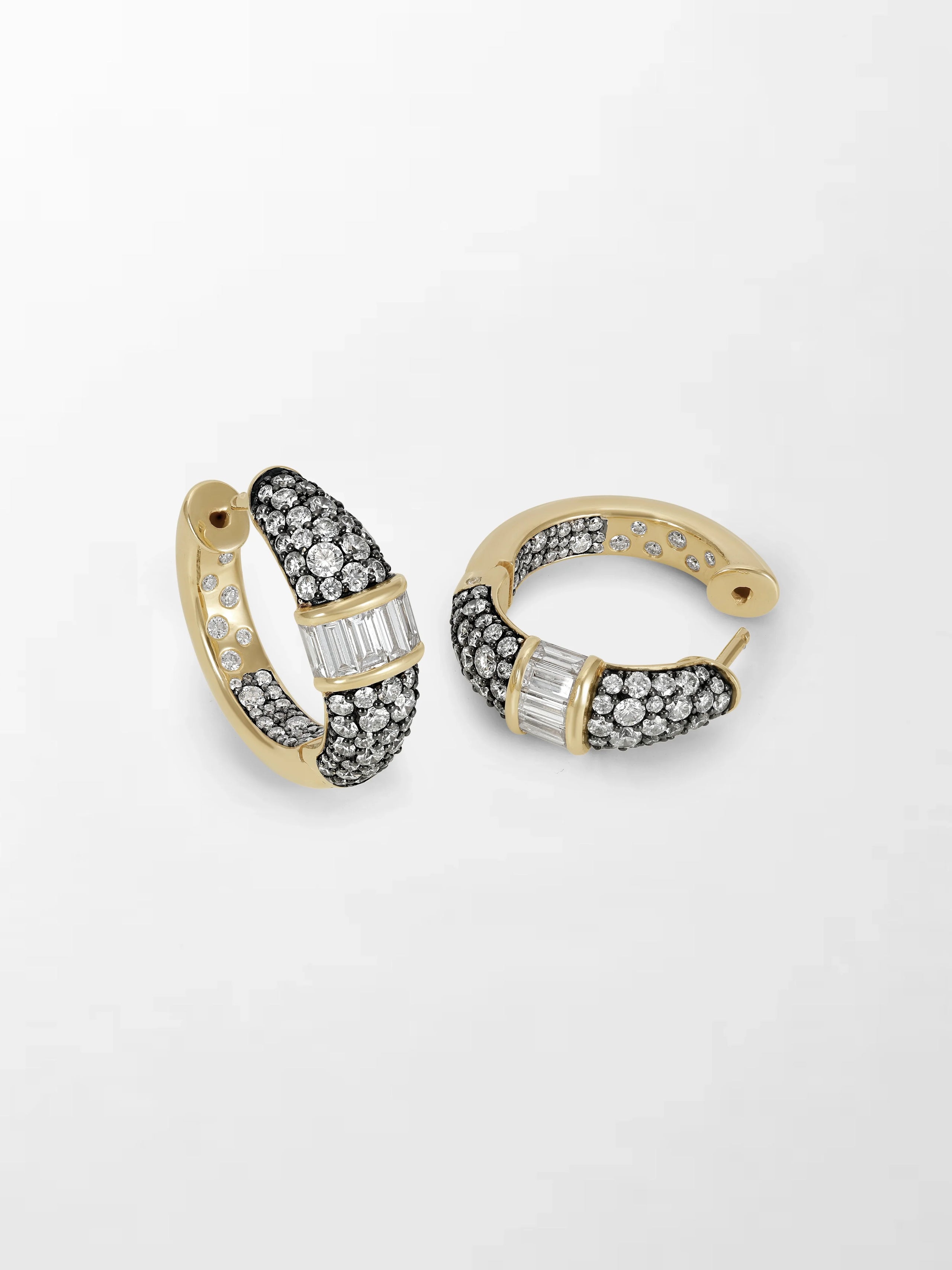 Rhodium Pavé Baguette hoops