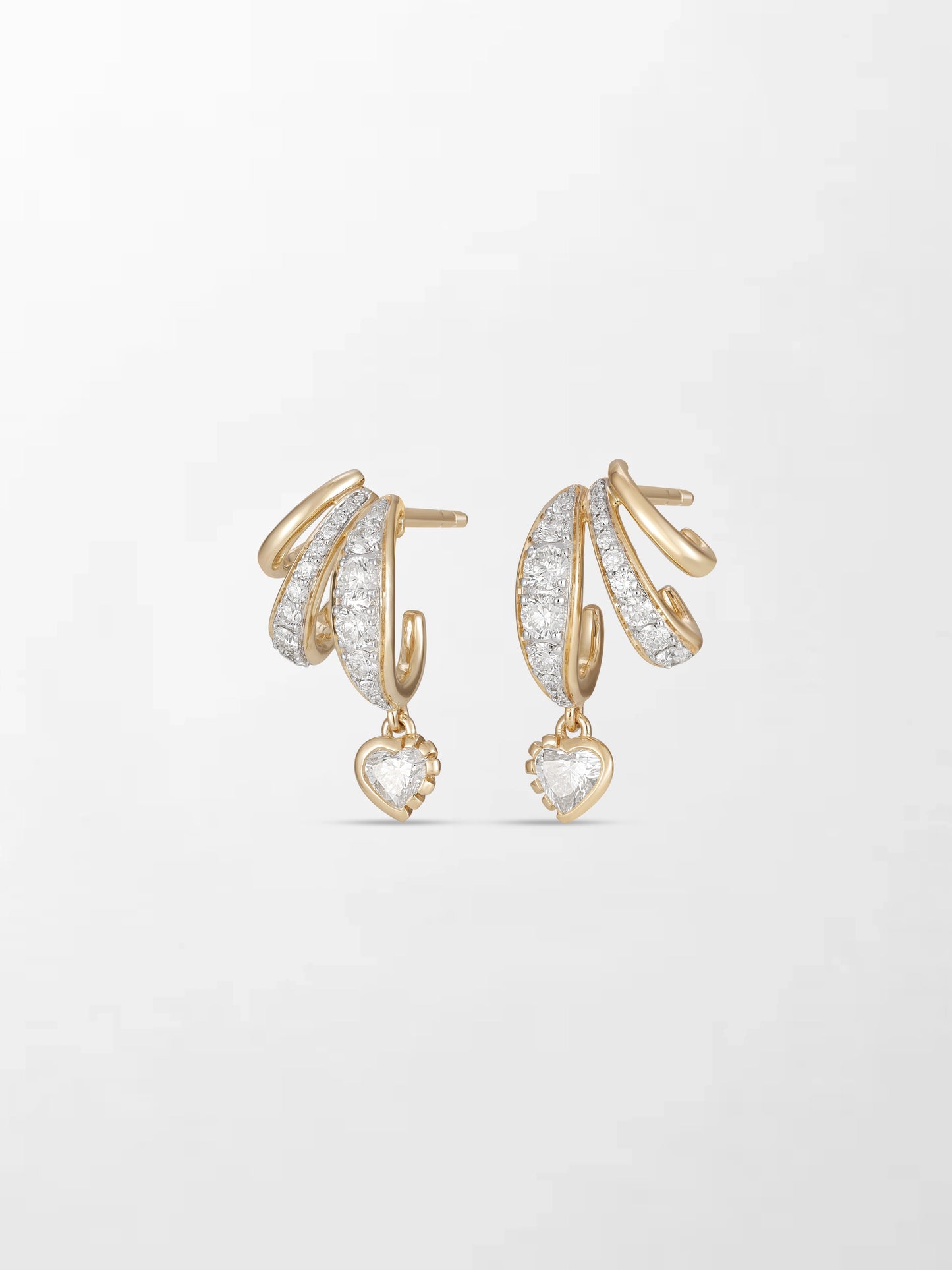 Bezel Heart Drop Earrings