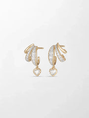 Bezel Heart Drop Earrings