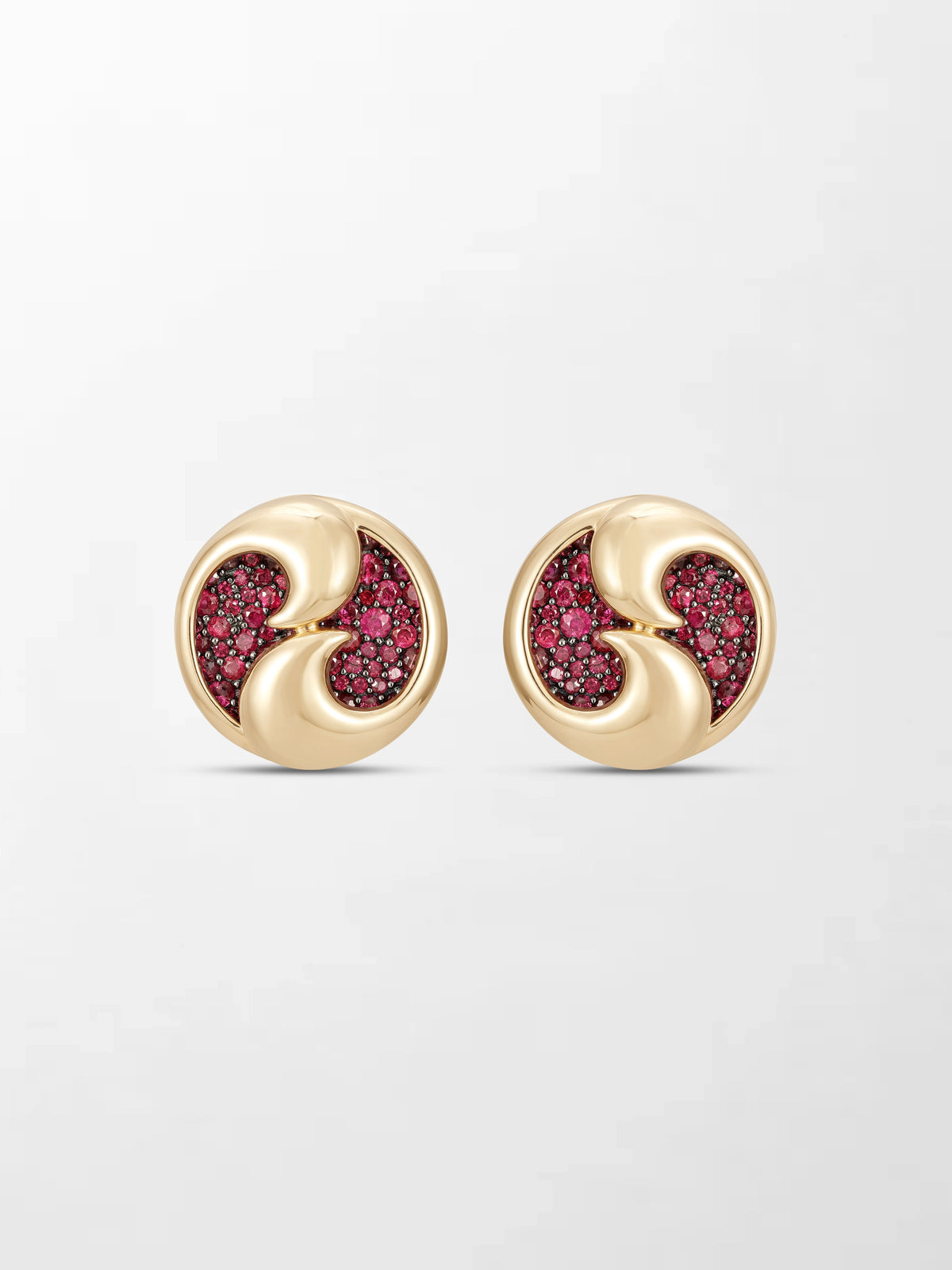 Yin - Yang Flick Ruby Studs
