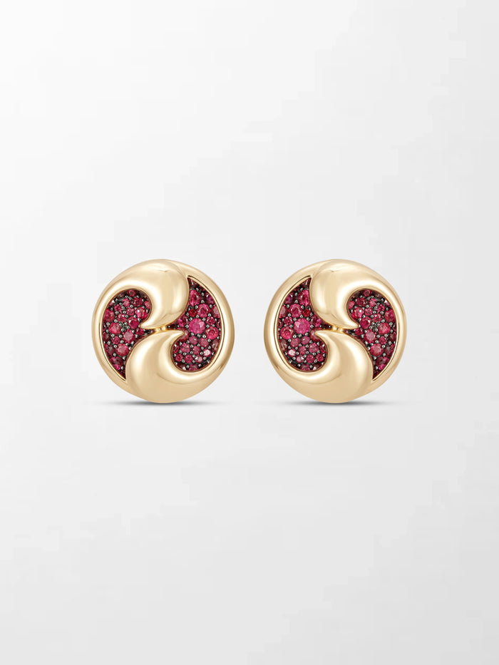 Yin - Yang Flick Ruby Studs