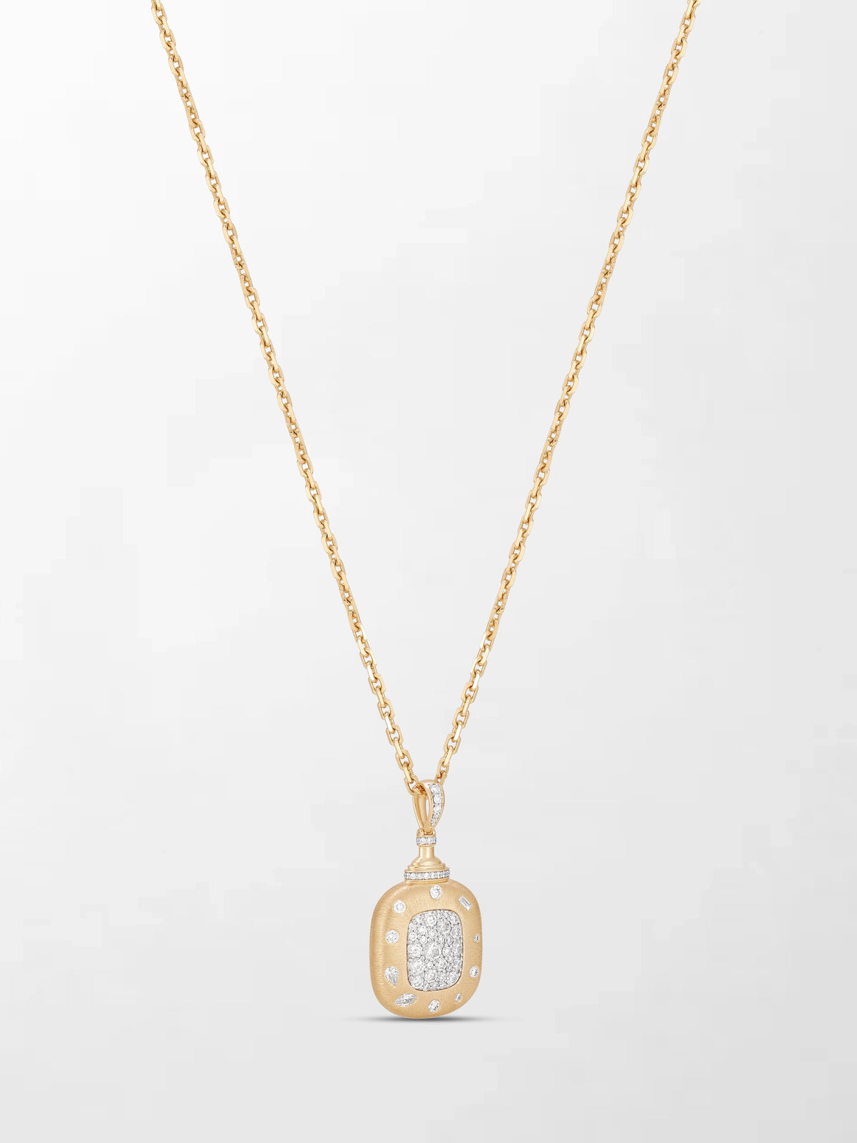 Mixed Shaped Diamond Pendant on Cube Chain