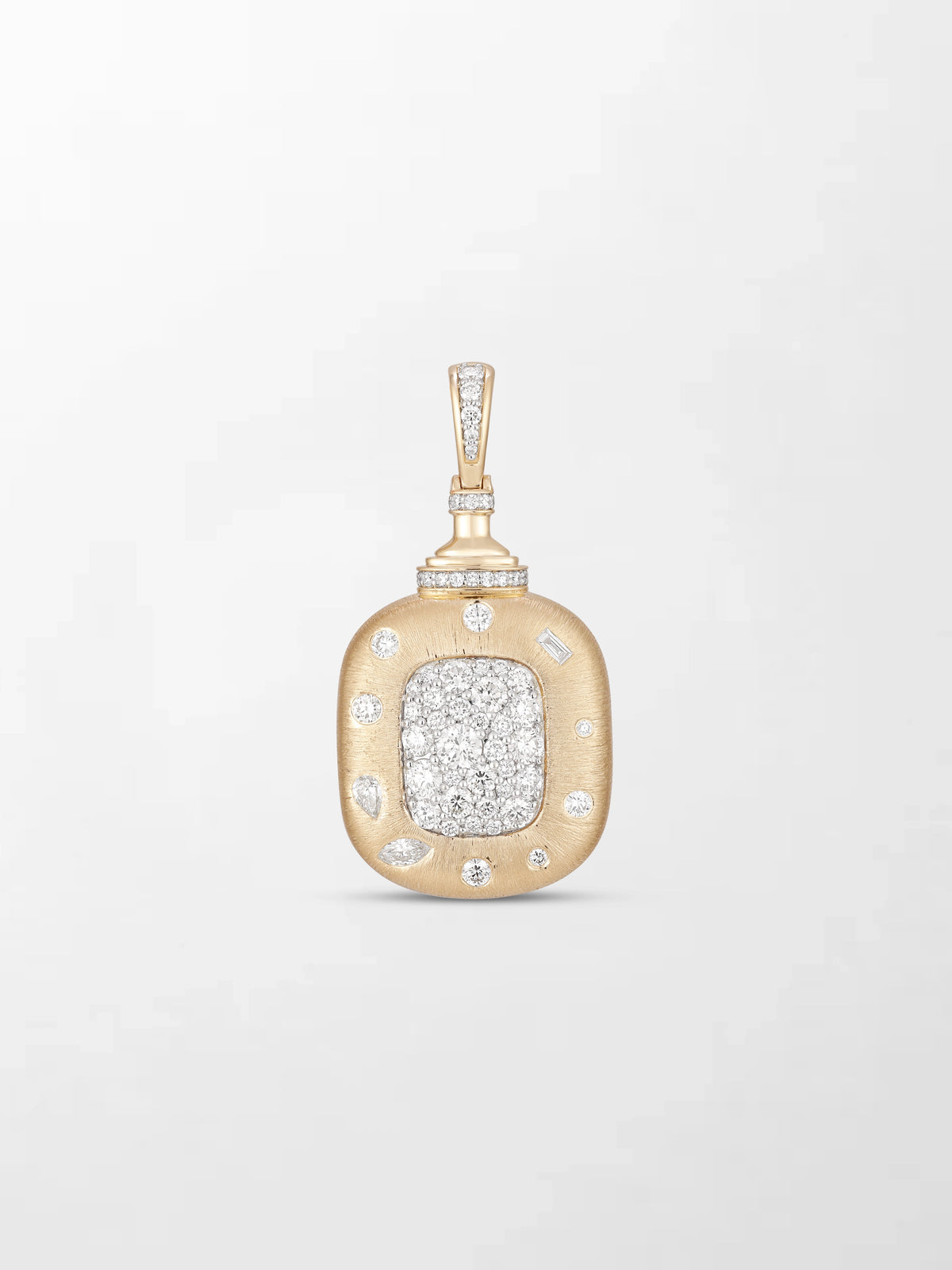 Mixed Shaped Diamond Pendant on Cube Chain