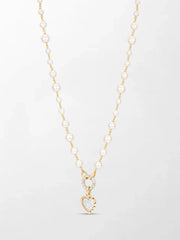 Akoya Pearl Necklace with Split Bezel Heartlight Pendant