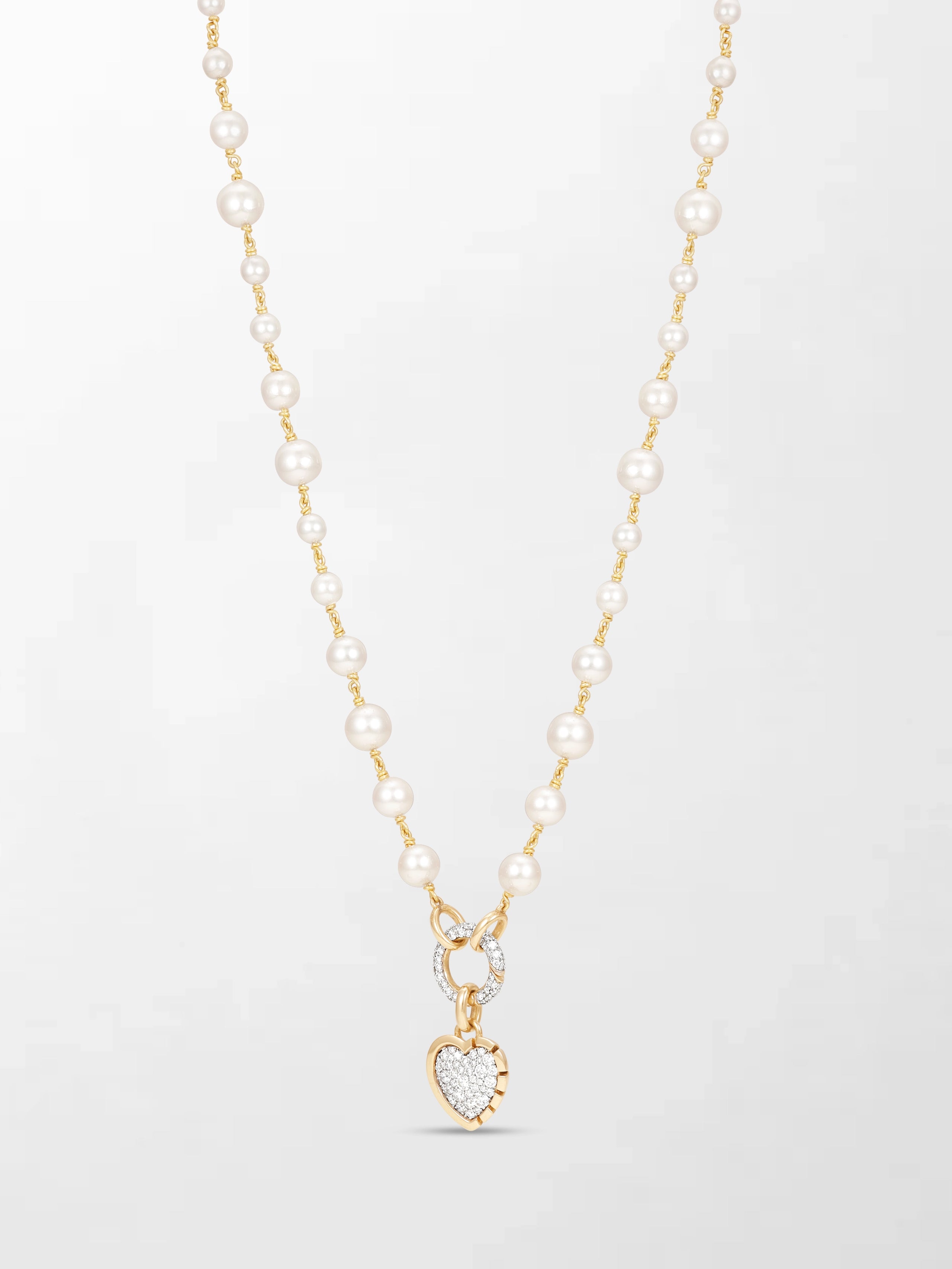 Akoya Pearl Necklace with Split Bezel Heartlight Pendant