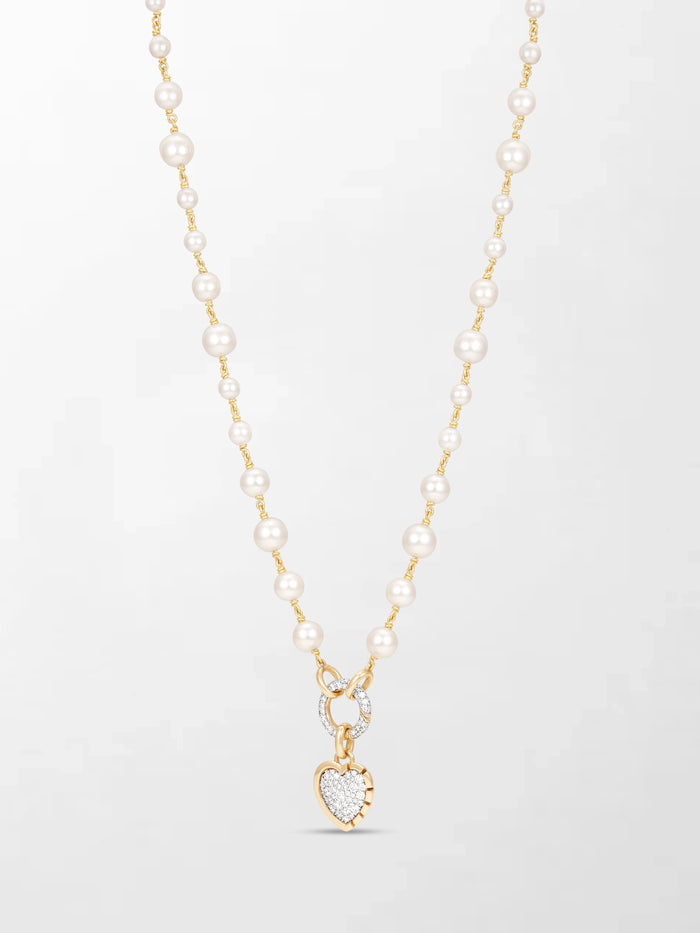 Akoya Pearl Necklace with Split Bezel Heartlight Pendant