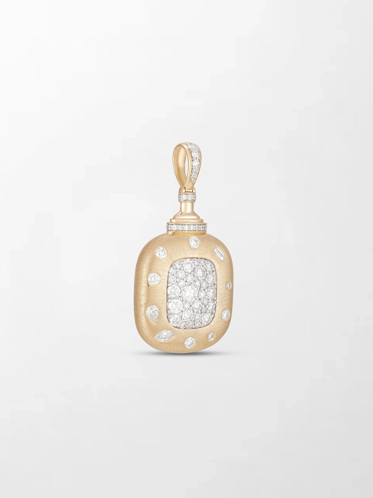 Mixed Shaped Diamond Pendant on Cube Chain