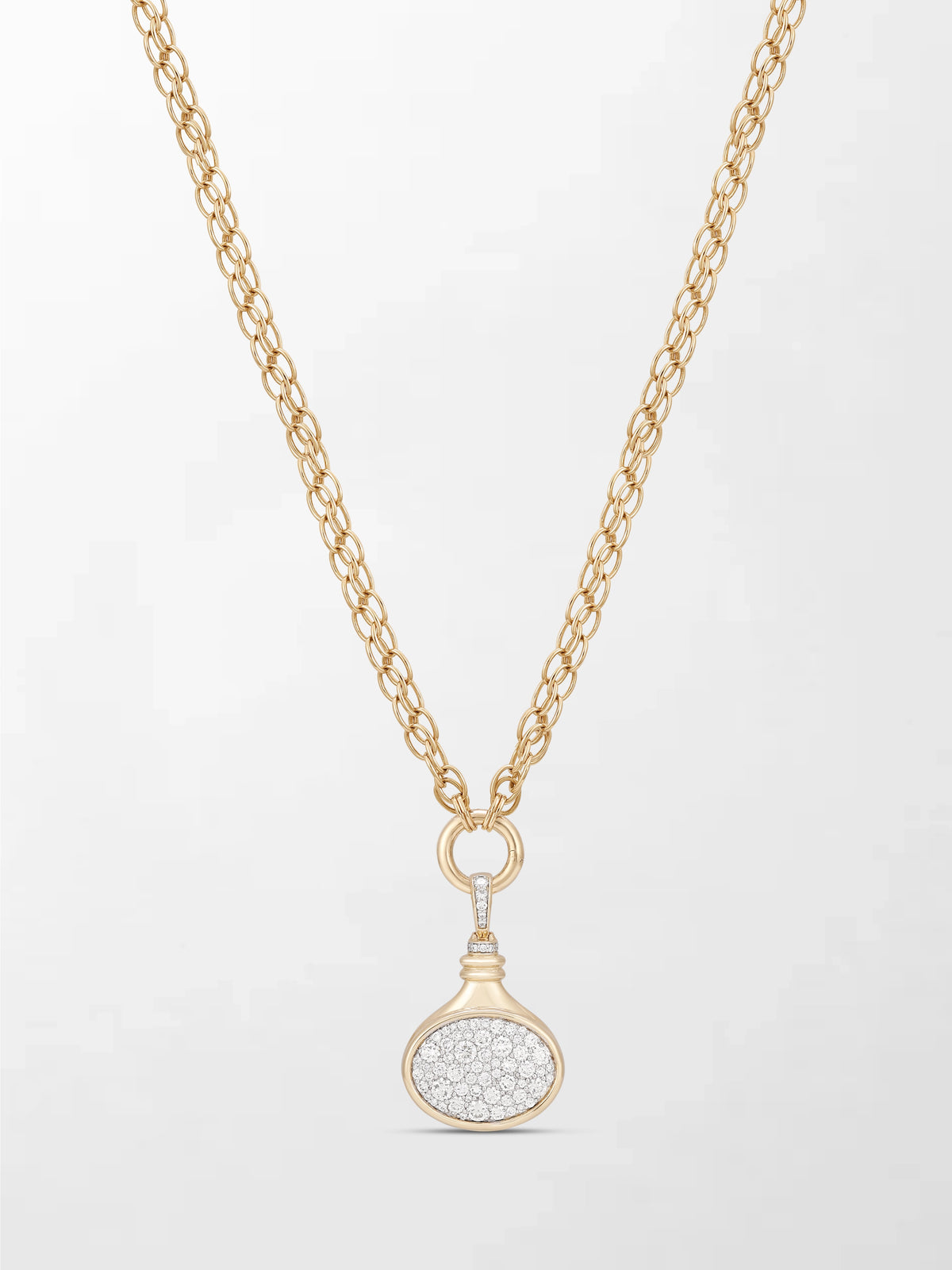 Oval Motif Pave Pendent on Illusion Chain