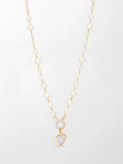 Akoya Pearl Necklace with Split Bezel Heartlight Pendant