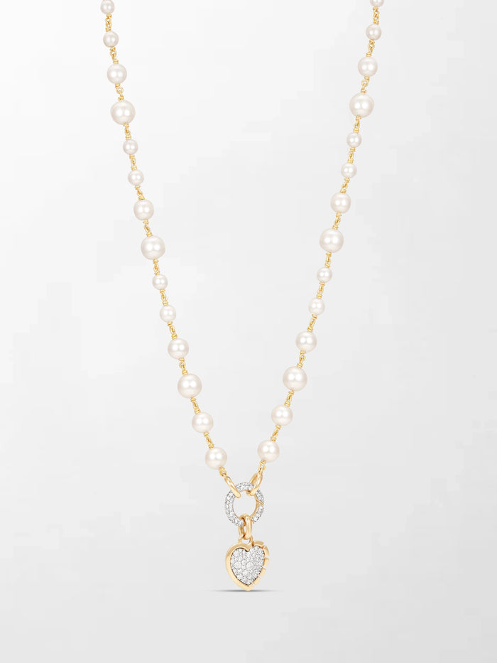 Akoya Pearl Necklace with Split Bezel Heartlight Pendant