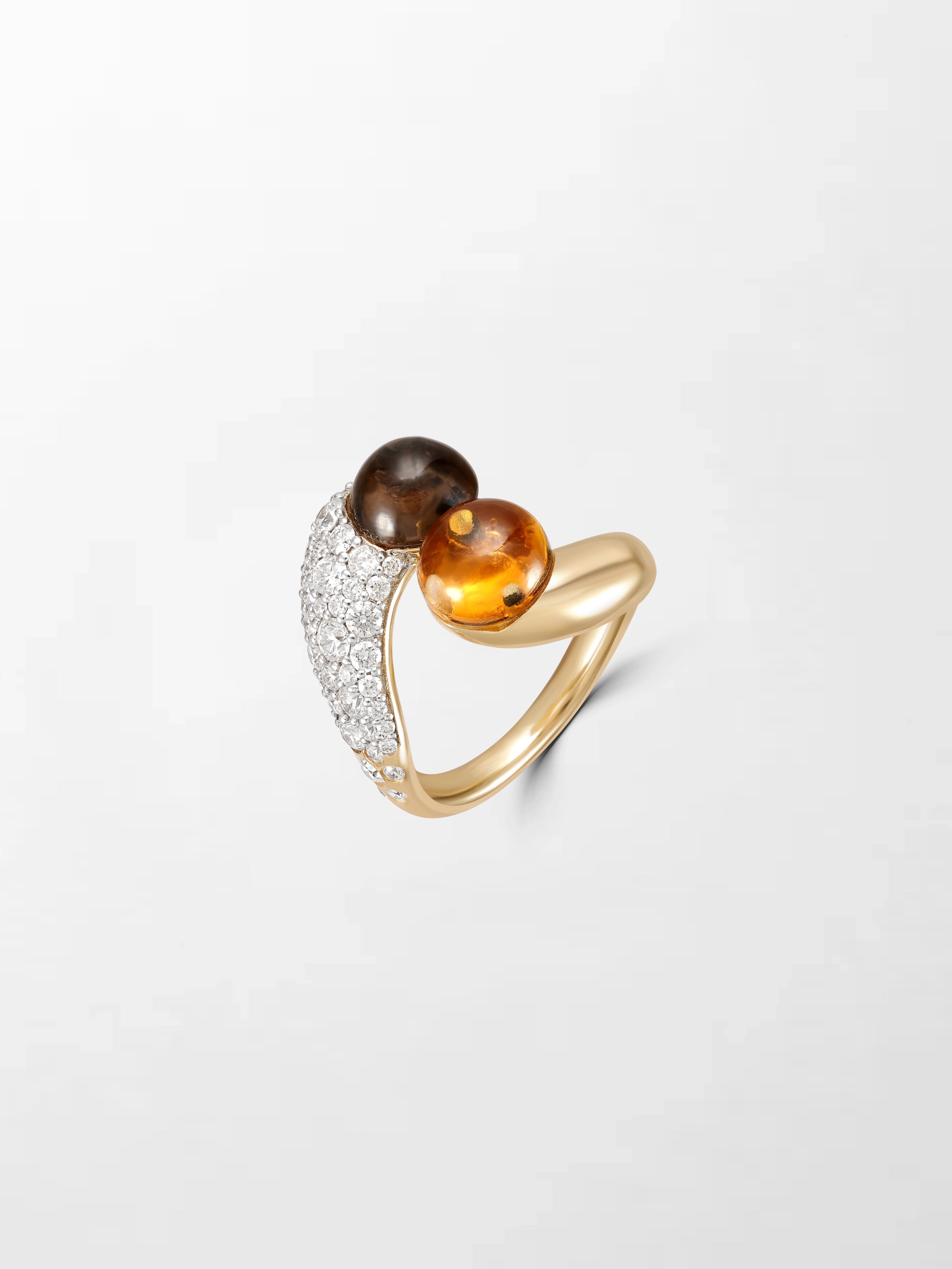 Duality Citrine & Smoky Topaz Ring