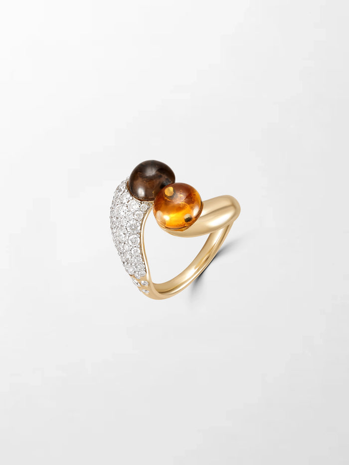 Duality Citrine & Smoky Topaz Ring