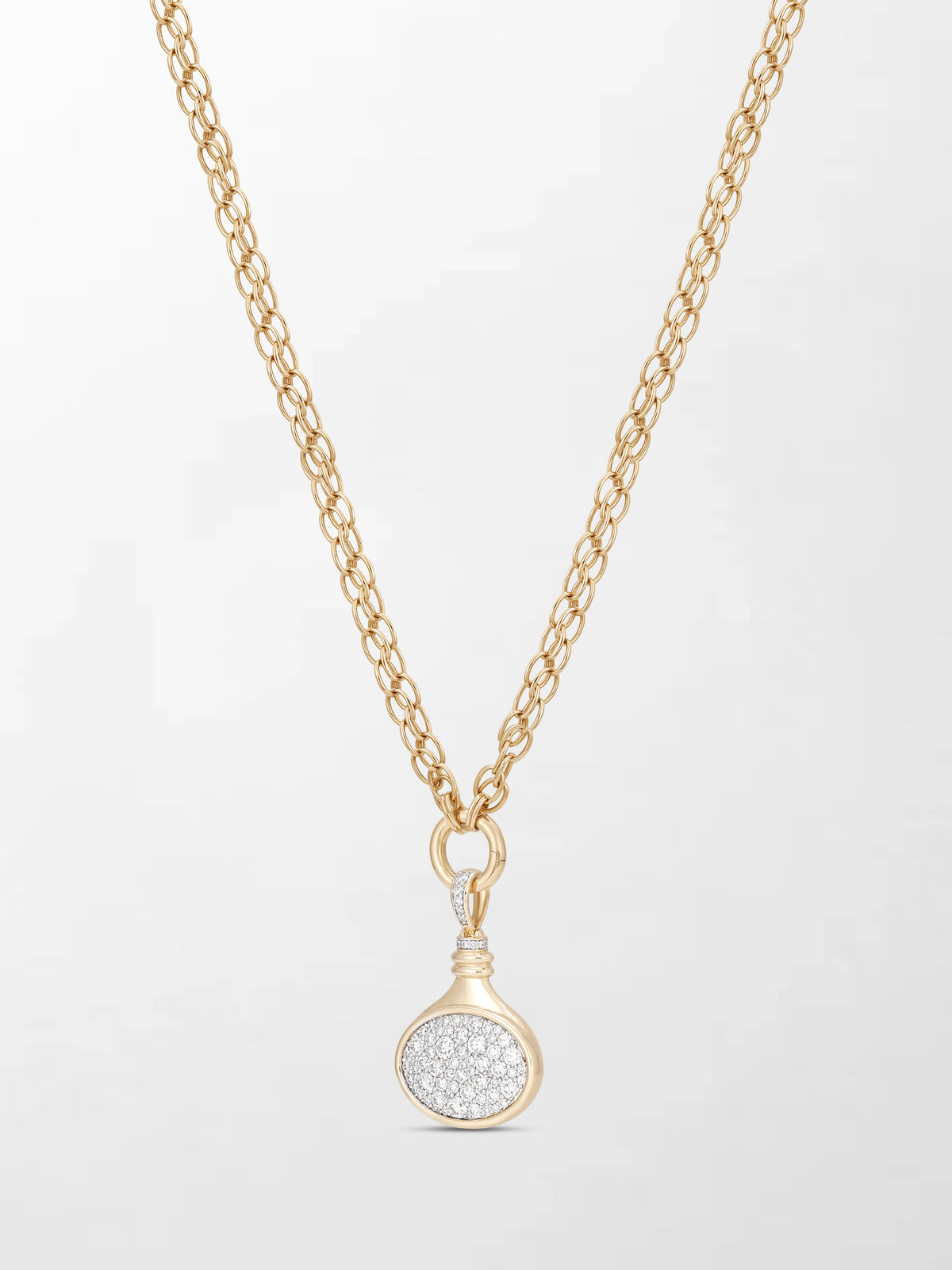 Oval Motif Pave Pendent on Illusion Chain
