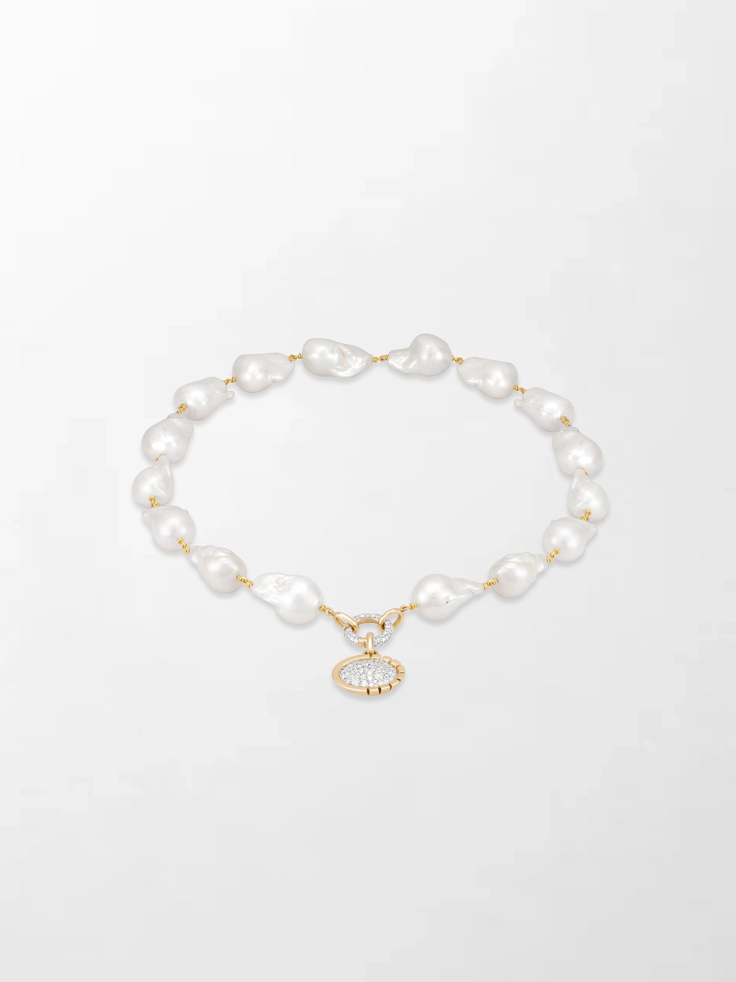 Baroque Pearl Necklace with Split Bezel Pavé Pendant