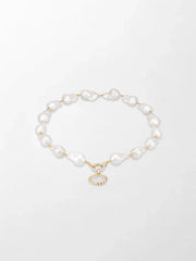 Baroque Pearl Necklace with Split Bezel Pavé Pendant