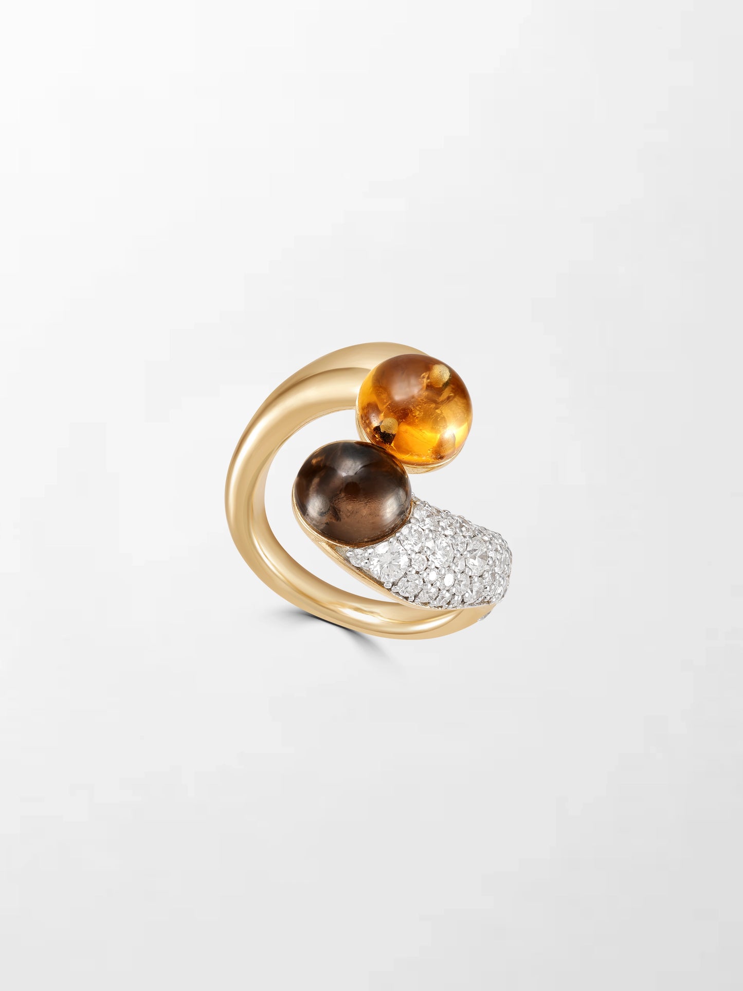 Duality Citrine & Smoky Topaz Ring