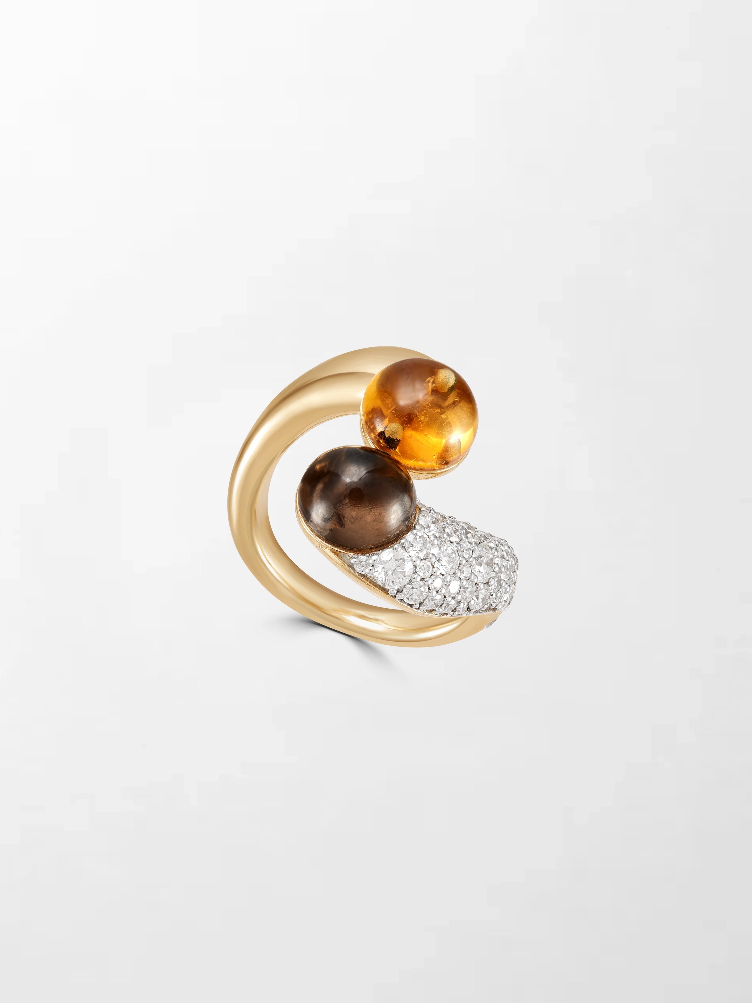 Duality Citrine & Smoky Topaz Ring