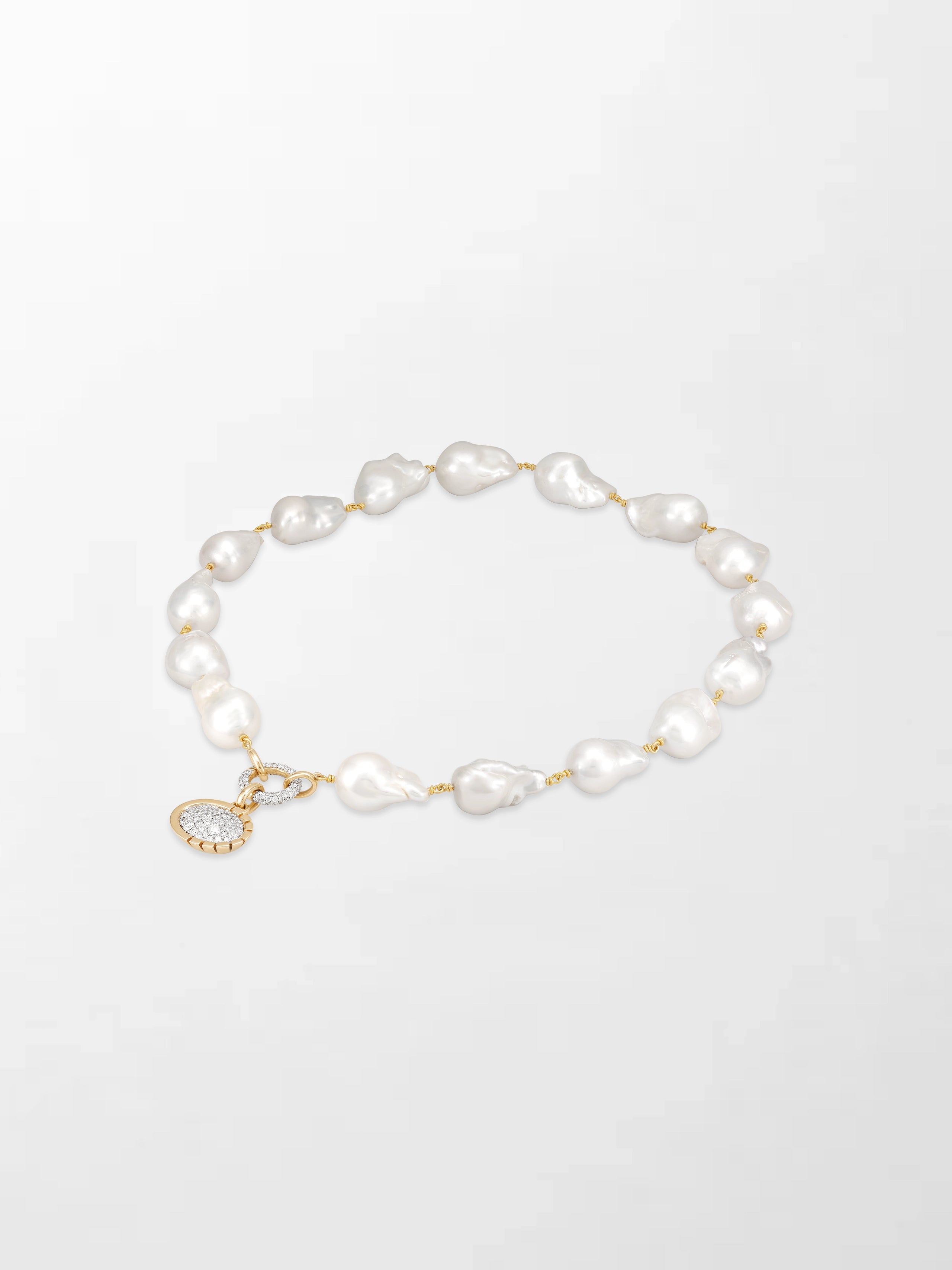 Baroque Pearl Necklace with Split Bezel Pavé Pendant