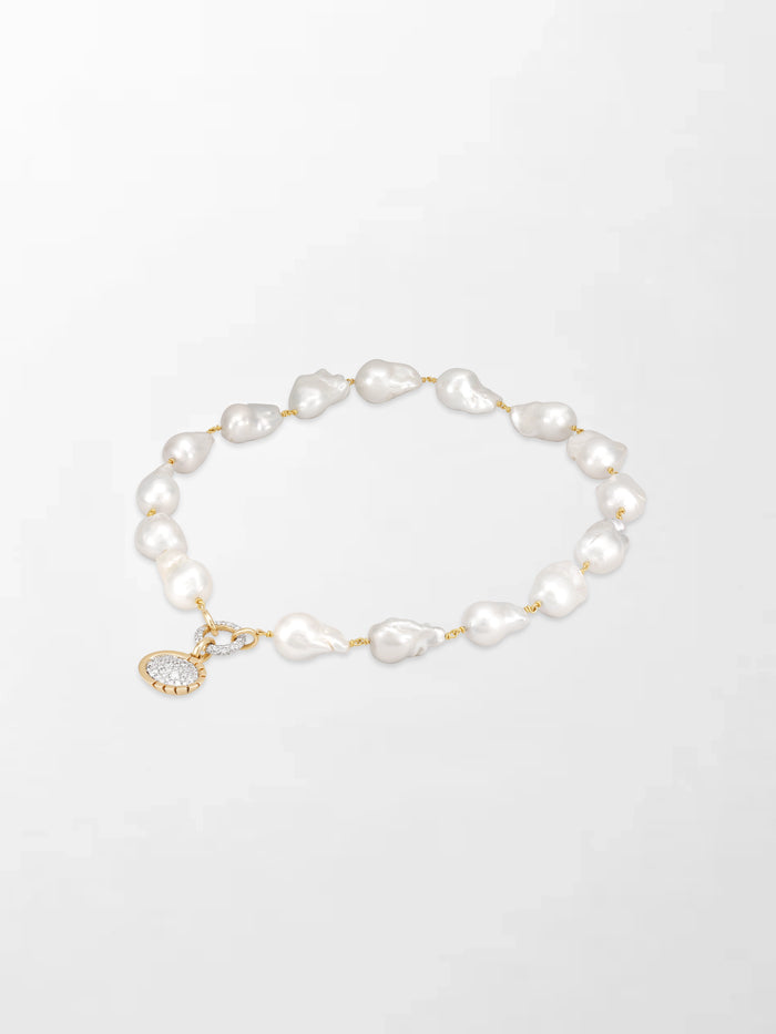 Baroque Pearl Necklace with Split Bezel Pavé Pendant