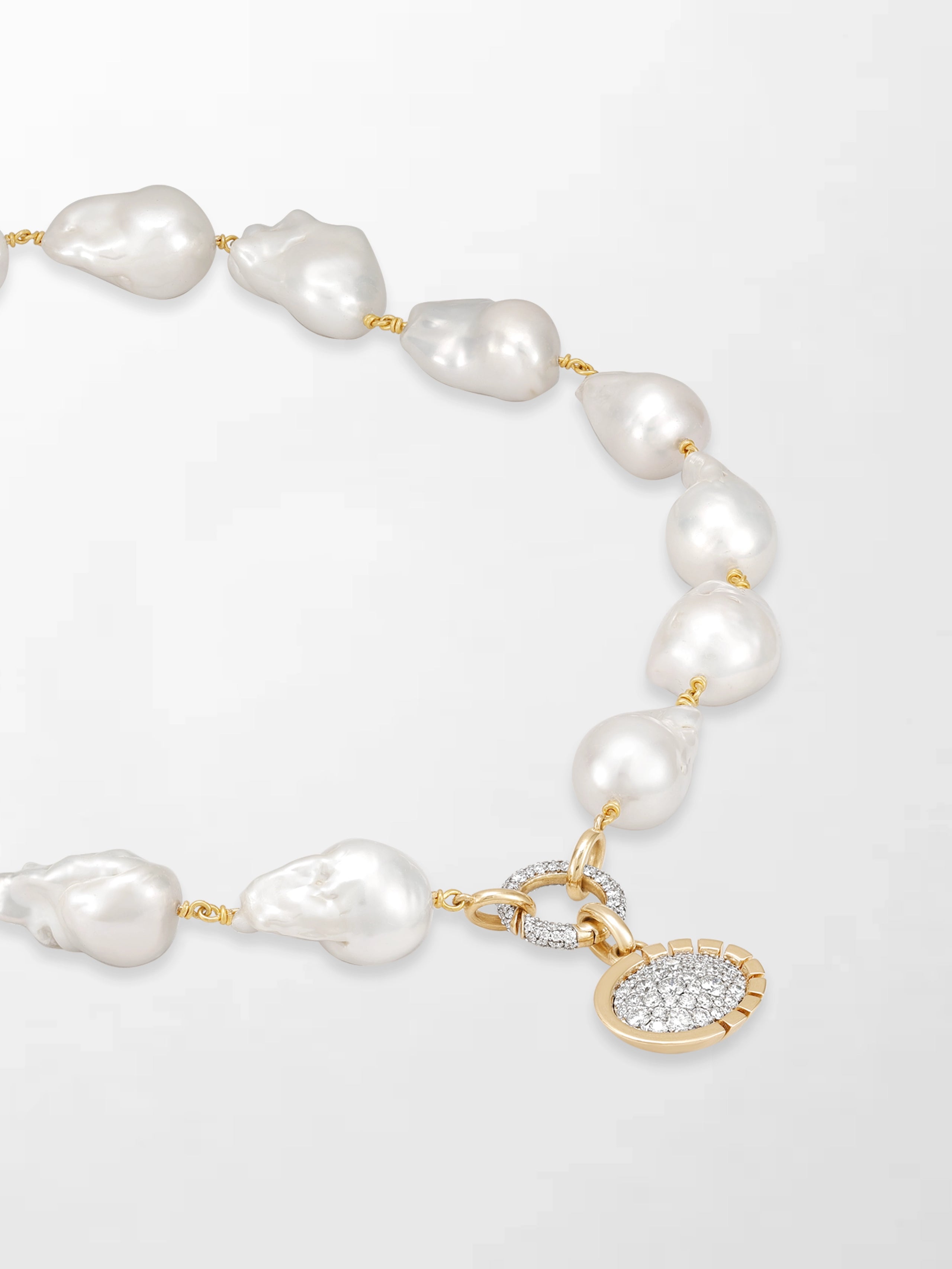 Baroque Pearl Necklace with Split Bezel Pavé Pendant