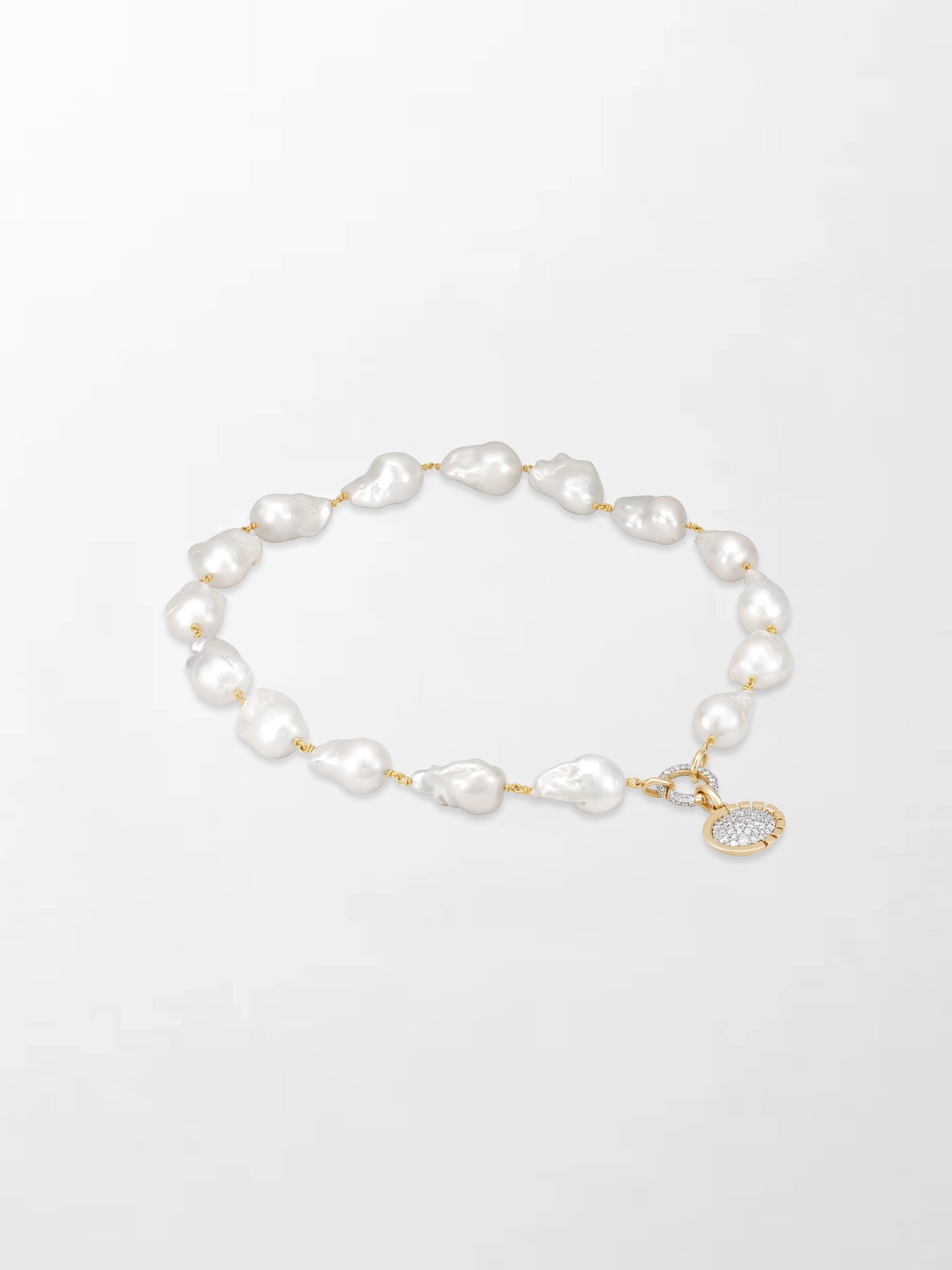 Baroque Pearl Necklace with Split Bezel Pavé Pendant