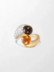 Duality Citrine & Smoky Topaz Ring