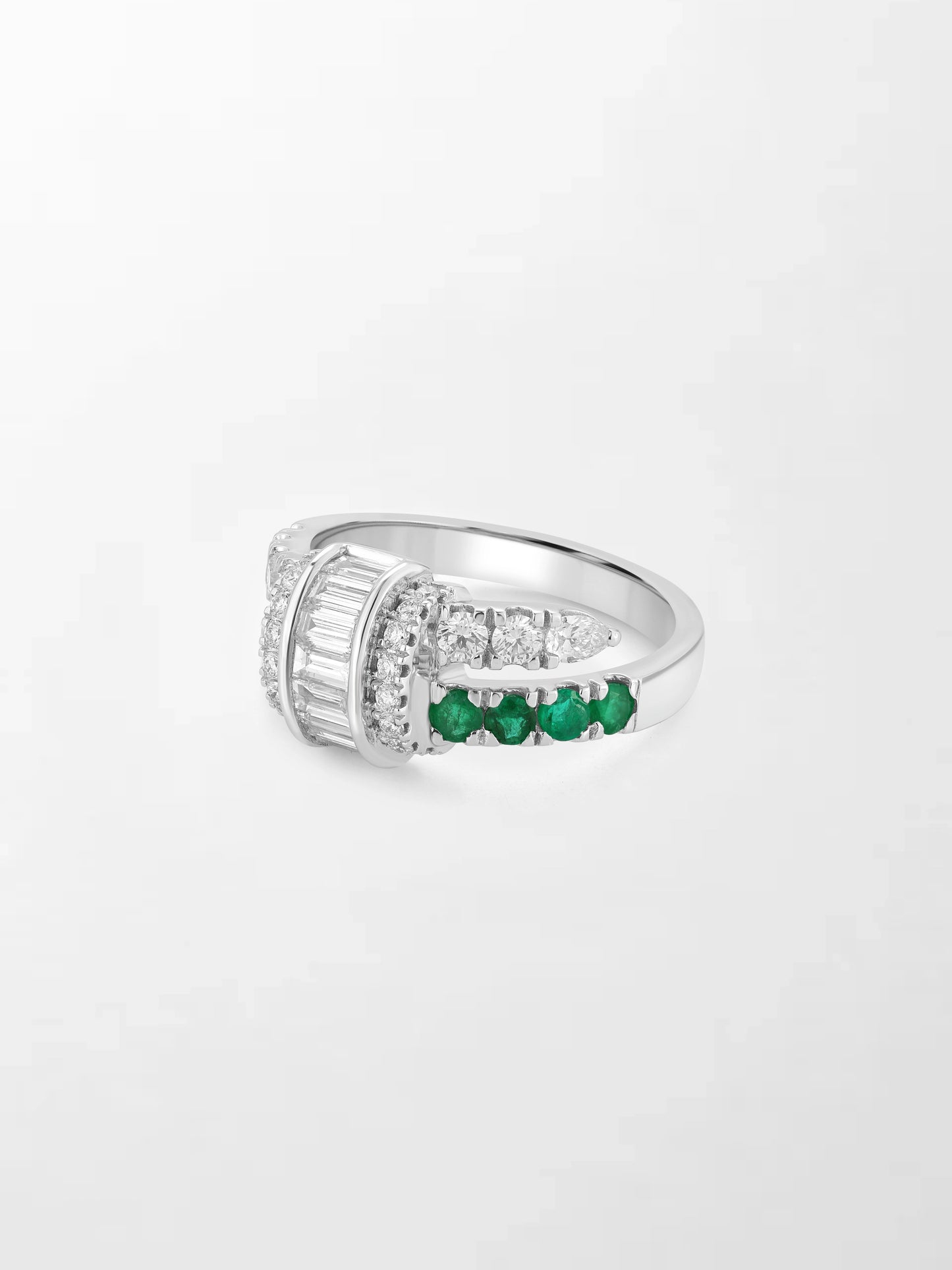 Emerald Baguette Clasp Ring