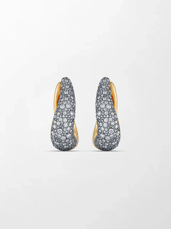 Snow Pave Wave Hoop Earrings