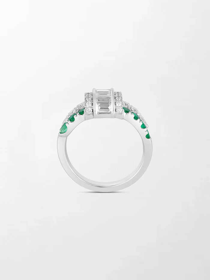 Emerald Baguette Clasp Ring